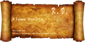 Klemm Verita névjegykártya